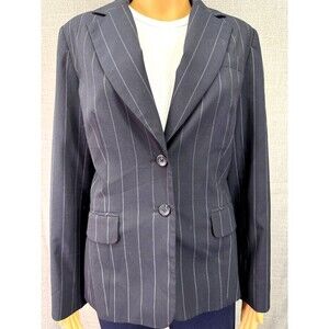 Talbot's Stretch Navy Pinstripe Blazer Women's Size 8